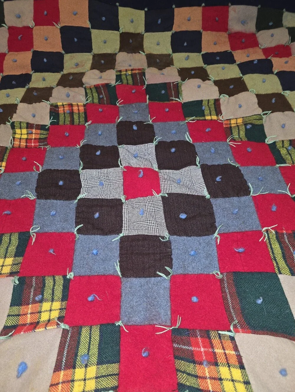 Vintage Wool Patchwork Block Quilt